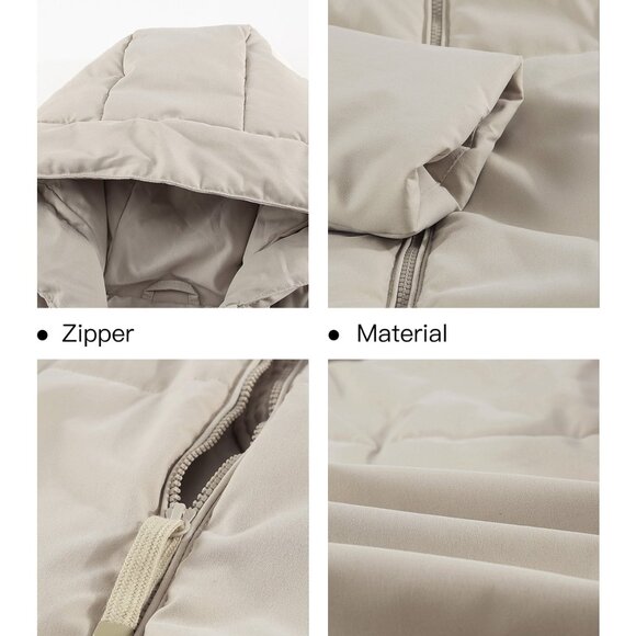 Women's Full Zipper Hooded Puffer Jacket, Short Coat with Pockets - Picture 2 of 5